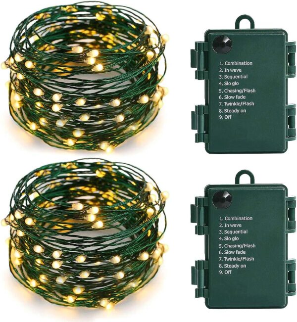 Battery Operated Starry Lights - 18FT 50 Micro LEDs, Warm White (2 Pack) for Christmas Tree, Wreath, DIY, Wedding 1