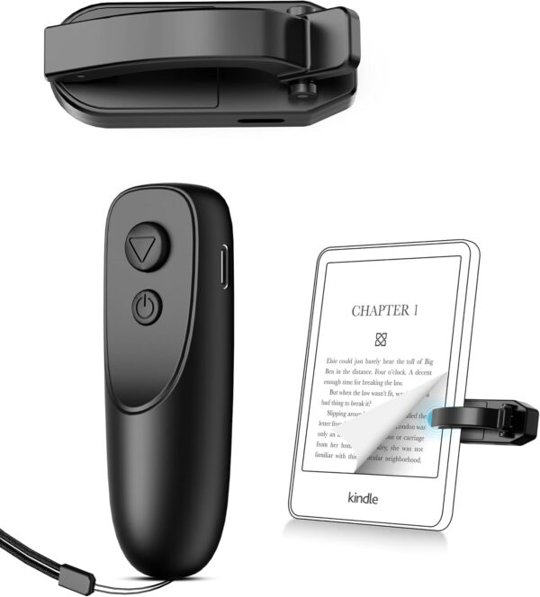 Remote Control Page Turner for Kindle Paperwhite Kobo eReaders, Page Turner Clicker with Wireless Remote Compatible with iPad, Tablets, Cellphones 1
