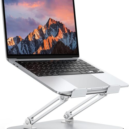 1 Laptop Stand for Desk, Ergonomic Metal Adjustable Laptop Stand, Laptop Holder Riser with Cooling Function, Computer Stand Compatible with MacBook and All Laptops (10-17.2 inch), Silver