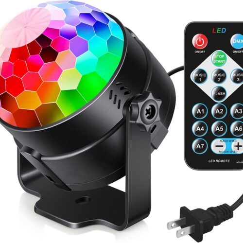 1 Sound Activated Party Lights with Remote DJ Lighting, Disco Ball Strobe Stage Light for Home Room Dance Parties Birthday Karaoke Stocking Stuffers New Years Eve Halloween Christmas Decorations
