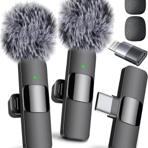 1 (Latest Model) - Professional Wireless Microphone for iPhone, iPad, Android, Lavalier Microphone for Video Recording - iPhone Mic Crystal Clear Recording with USB-C for Content Creators