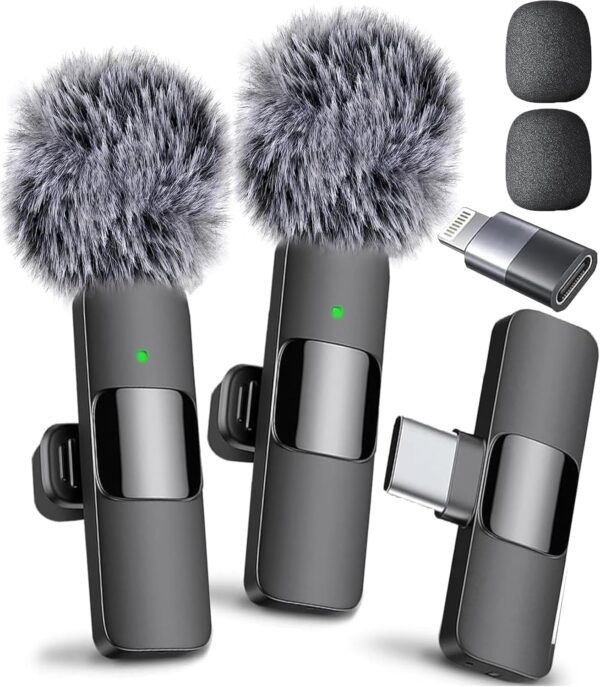 (Latest Model) - Professional Wireless Microphone for iPhone, iPad, Android, Lavalier Microphone for Video Recording - iPhone Mic Crystal Clear Recording with USB-C for Content Creators 1