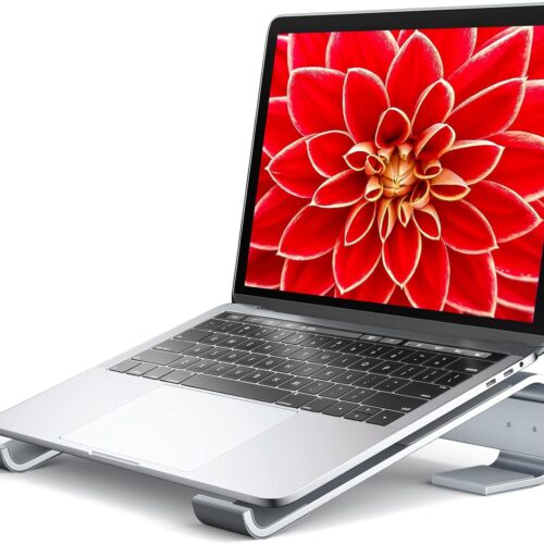 1 Laptop Stand for Desk, Computer Stand Riser for Desk,Ventilated Ergonomic Aluminum Notebook Stand Compatible with MacBook Air Pro Dell XPS HP 11 14 15.6 17.3 Inch Silver Work from Home