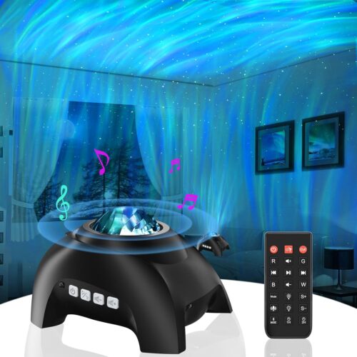 1 Northern Lights Aurora Projector for Bedroom with Music Bluetooth Speaker and White Noise, Galaxy Projector, Starry Night Light Projectors for Kids Adults Gaming Room