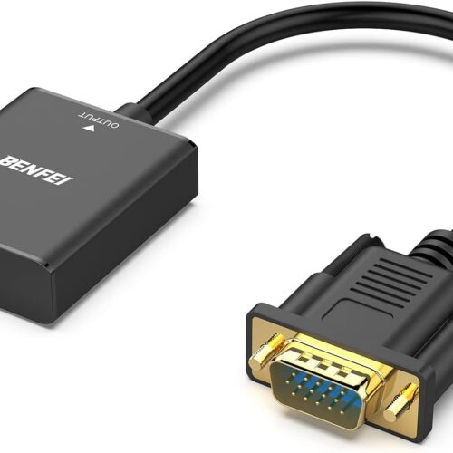 1 HDMI to VGA, Uni-Directional HDMI Computer to VGA Monitor Adapter (Female to Male) with 3.5mm Audio Jack Compatible with TV Stick, Computer, Desktop, Laptop, PC, Monitor, Projector, Roku, Xbox