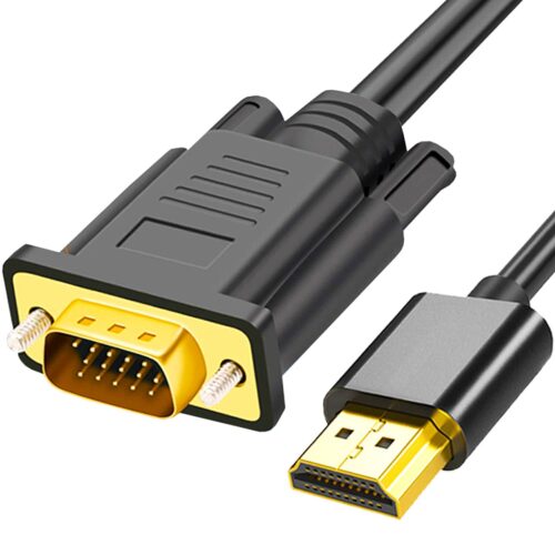 1 HDMI to VGA 6FT, Uni-Directional HDMI Computer to VGA Monitor Cable (Male to Male) Compatible for Desktop, Laptop, PC, Monitor, Projector, HDTV, Raspberry Pi, Roku, Xbox and More