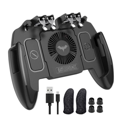 1 Mobile Controller Joystick Turnover Button Gamepad for PUBG iOS Android Six Finger Operating Gamepad With Cooling Fan