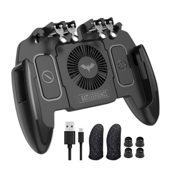 Mobile Controller Joystick Turnover Button Gamepad for PUBG iOS Android Six Finger Operating Gamepad With Cooling Fan 1