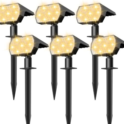 Solar Lights Outdoor Waterproof IP68, 56 LED 3 Lighting Modes Solar Powered Garden Yard Spot Solar Lights for Christmas Outside Landscape- 6 Pack (Warm White)