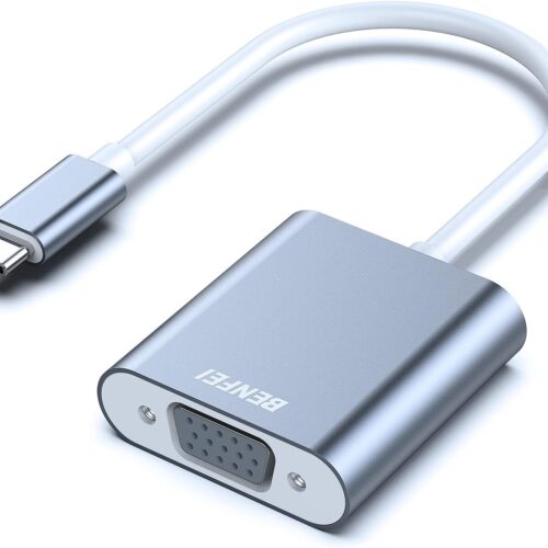 USB C to VGA Adapter, Thunderbolt 3/4 to VGA Adapter Compatible with iPhone 15 Pro/Max, MacBook Pro/Air 2023, iPad Pro, iMac, S23, XPS 17, Surface Book 3 and More [Aluminium Shell,Grey]