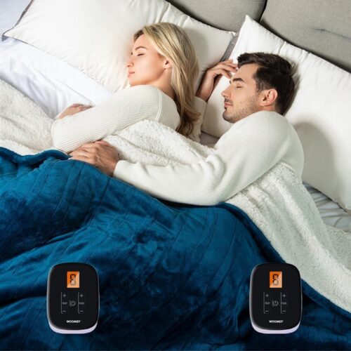 Electric Blanket Queen Size 84" x 90", Heated Blanket with 0.5-12 Hours Timer & 10 Heating Levels, ETL Certified, Navy Blue Velvet & White Sherpa, Machine Washable