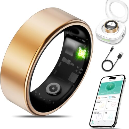 1 Smart Health Ring for Women Men Fitness Tracker with Heart Rate, Blood Oxygen, Blood Pressure, Sleep Monitoring, Step Counting, IP68 Waterproof for iOS and Android, Coral 14