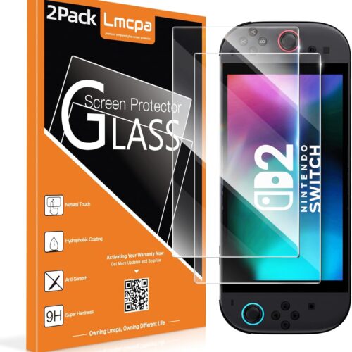 [2-Pack] Lmcpa Screen Protector for Nintendo New Switch 2（2025）7.9 Inch, Anti-Scratch, Bubble-Free, Transparent HD Clear Tempered Glass Film Screen Protector, 9H Hardness, Ultra-Thin 0.25mm, Accessories for Switch 2