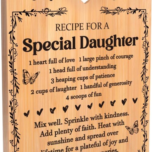 Christmas Gifts for Daughter - "Recipe for a Special Daughter" Daughter Birthday Gifts Cutting Board, Bamboo-Made Engraved Daughter Christmas Gifts Cutting Board, 11x8.5x0.35 in.