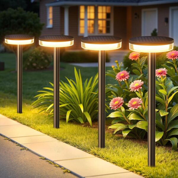 LETMY Solar Pathway Lights Outdoor, 6 Pack 2X Brighter Solar Lights Outdoor Waterproof, Taller Pathway Light with Larger Panel, Auto On/Off Up to 12Hrs Driveway Light for Yard Outside Patio Path Lawn 1