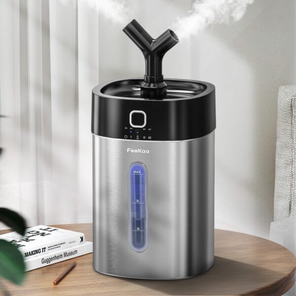 Feekaa Stainless Steel Humidifier Dishwasher Safe, 4L/1Gal Cool Mist Humidifiers for Bedroom, Easy Clean Humidifier Large Room, Humidifiers for Baby Nursery Living Room Office Plant, Black 1