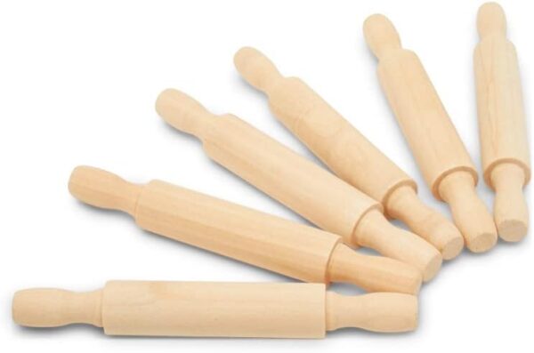 Wooden Mini Rolling Pin, 5 Inches Long, Pack of 12, Great for in The Kitchen, Play-doh, Crafting and Imaginative Play, by Woodpeckers 1