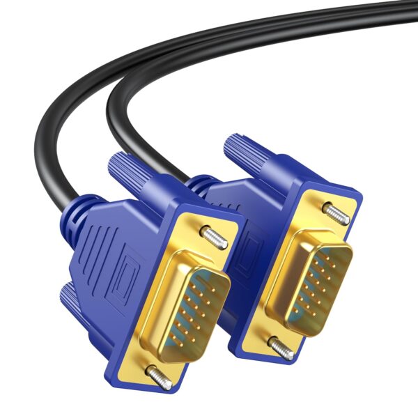 VGA Cable 6 Feet, Gold-Plated Shielded VGA Male to Male Monitor Computer Cable Adapter Cord 15 Pin HD15 1080P@60Hz Full HD High Resolution for TV Computer Projector-Blue-Upgraded 1
