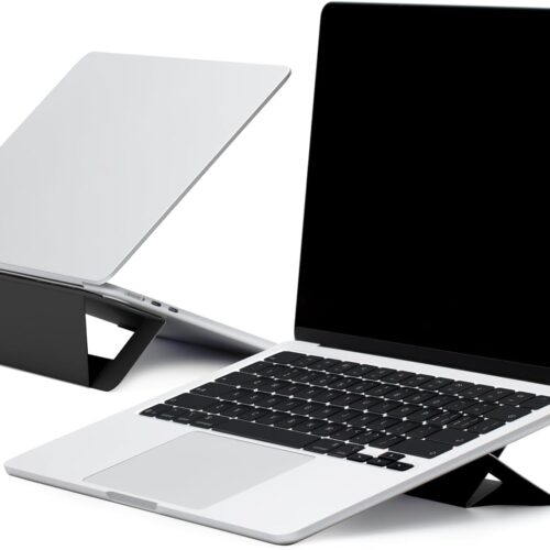 MOFT Laptop Stand for Desk, Adhesive Airflow Laptop Cooling Riser for Heat Dissipation with 2 Adjustable Viewing Angles, Foldable & Portable Computer Stand Compatible with Laptops 11"-16", Jet Black