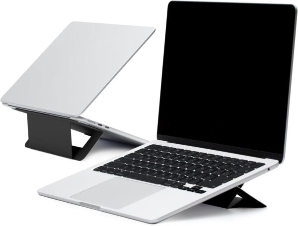 MOFT Laptop Stand for Desk, Adhesive Airflow Laptop Cooling Riser for Heat Dissipation with 2 Adjustable Viewing Angles, Foldable & Portable Computer Stand Compatible with Laptops 11"-16", Jet Black 1