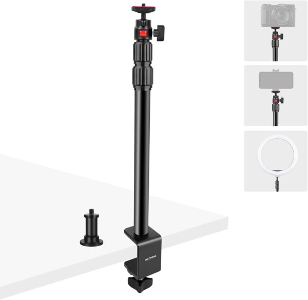 Camera Desk Mount Table Stand with 360° Ball Head, Table Light Stand with 1/4" Screw & C Clamp, Webcam Stand Mount for DSLR Camera Video Light Ring Light Live Streaming Vlog (811002) 1