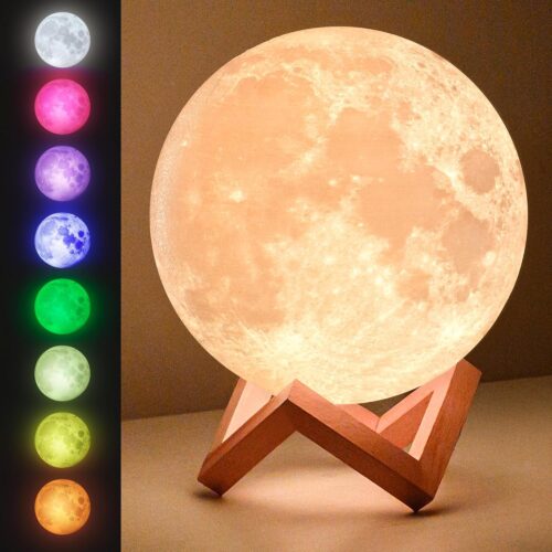 1 Mind-Glowing Moon Lamp - 3D Moon Night Light for Kids Bedroom - Globe Nightlight with Multi Color LED, Touch/Remote Control - Birthday Gift for Any Year Old Girls & Boys - Space Decor (4.7 inch)