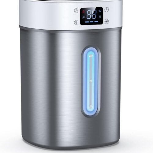1 4L Ultrasonic Cool Mist Humidifier with 304 Stainless Steel Tank, Auto Humidity Control, Night Light, and Timer - For Large Rooms and Baby