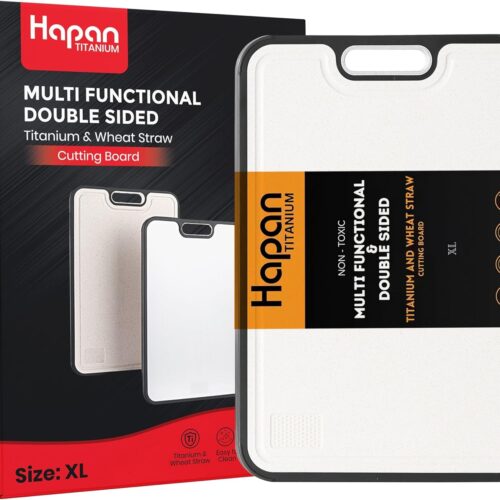 Titanium Cutting Boards for kitchen, Double Sided Metal Cutting Board, Non Toxic Chopping Board, Wheat Straw PP/Healthy Large Titanium Cutting Board for meat, Easy to Clean