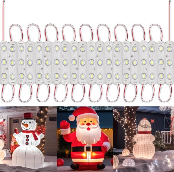 60 Pcs LED Module Replacement Lights for Inflatables, White 6500K 5730 SMD 150LM Per LED Module Christmas Inflatables Light for Letter Sign with Tape Adhesive Backside (60) 1