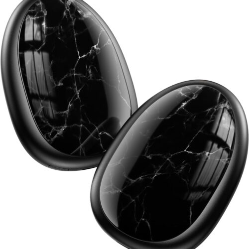 Hand Warmers Rechargeable 2 Pack, AI Temperature Control Electric Handwarmers, Stone Shape Portable Pocket Heater, Great Gift for Christmas Hunting, Golf, Camping Black