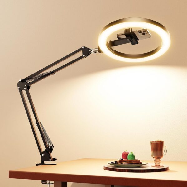 Upgrade Ring Light Overhead Camera Phone Mount for Desk, Evershop 10” Selfie Light with Stand Tripod for iPhone, Light with Phone Holder for Video Recording,Zoom Meeting,Live Streaming Tiktok,YouTube 2