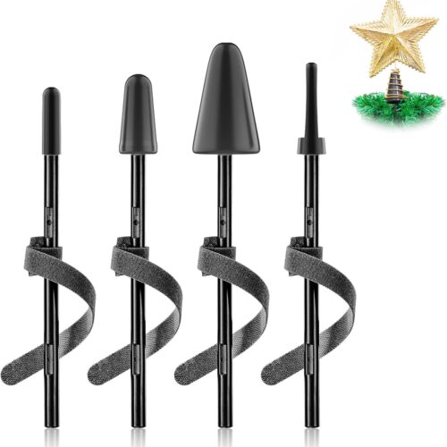 Christmas Tree Topper Holder, Lightweight Clip on Tree Topper, Suitable Christmas Tree Stabilizer for Real and Aritificial Tree, 4 Unit Pack (Black)