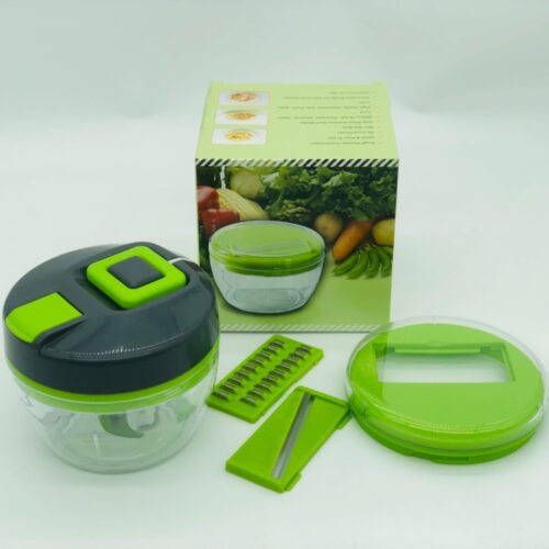 3 in 1 Manual Food Processor Vegetable Chopper dicer for onions garlic fruit nuts Hand Pull String Cutter Slicer Strip Cutter BPA FREE,2 cup,Gray