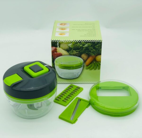 3 in 1 Manual Food Processor Vegetable Chopper dicer for onions garlic fruit nuts Hand Pull String Cutter Slicer Strip Cutter BPA FREE,2 cup,Gray 1