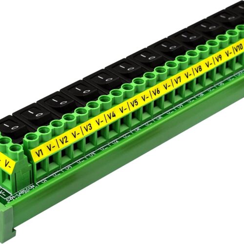 DIN Rail Mount 12 Channel Rocker Switch DC Power Distribution Strip Module