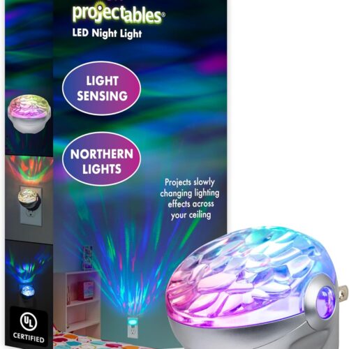 Northern Lights LED Projection Night Light with Moving Atmospheric Effects, 30404, Aurora Borealis Motion Effects Project Onto Wall and Ceiling