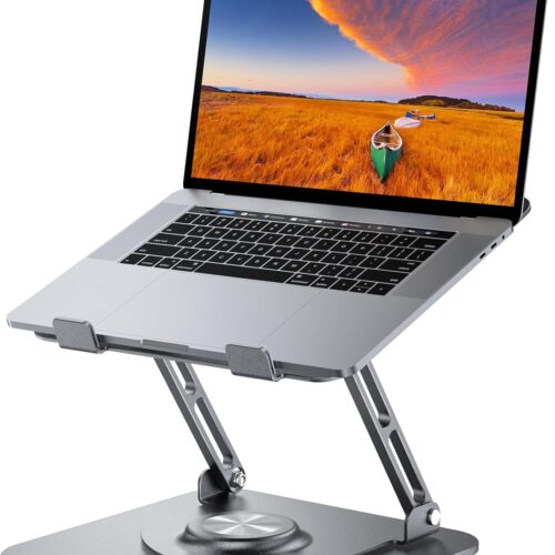 Stand for Desk, Adjustable Computer Stand with 360° Rotating Base, Ergonomic Laptop Riser for Collaborative Work, Foldable & Portable Laptop Stand, fits for All 10-16" Laptops