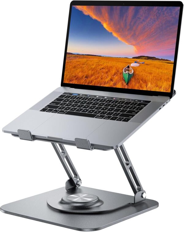 Stand for Desk, Adjustable Computer Stand with 360° Rotating Base, Ergonomic Laptop Riser for Collaborative Work, Foldable & Portable Laptop Stand, fits for All 10-16" Laptops 1
