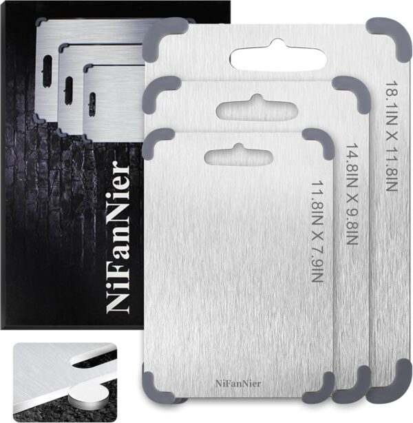 Titanium Cutting Board, 2025 Upgrade 100% Pure Titanium Cutting Boards for Kitchen, Latest Thickened Version Thickness 0.06IN, Double-Sided Available Belt Guard Angle (11.8IN X 7.9IN) 1