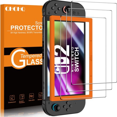 Screen Protector for Nintendo Switch 2 [7.9 Inch] Model 2025, [Military Grade Shatterproof], Top 9H+ Tempered Glass, HD Clear, Full Coverage, Ultra Durable [3 Pack]