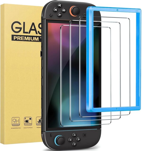 3 Pack Tempered Glass for Nintendo switch 2 Screen Protector 7.9 Inch 2025, Bubble free shockproof easy Installation with Alignment Frame (7.9 Inch Switch 2 2025) 1