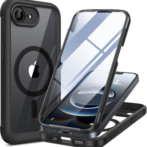 Magnetic for iPhone 16e Case Full-Body Phone with Built-in Glass Screen Protector, [Compatible with MagSafe] Military Drop Proof 16 E Cover Bumper 6.1 inch, Black