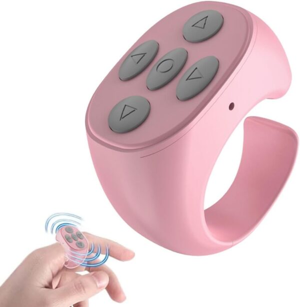 New Wireless Bluetooth Remote Control, Video Scrolling Ring Remote Control Page Turner Bluetooth Ring Scroller, Scrolling Rings Rechargeable Camera Video Remote (Pink) 1