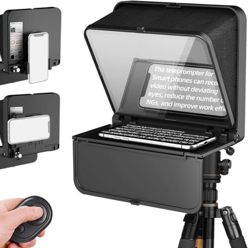 TC7S Portable Teleprompter for Phone, One-Second Fold Mini Teleprompter with Remote Control,App Compatible with iPhone & Android for Online Teaching Vlog Live Streaming Interview