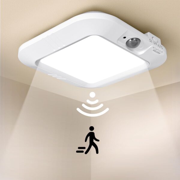 Battery Operated Ceiling Light, Motion Sensor Light Indoor, Motion Activated for Bathroom Stair Hallway Shed Laundry Daylight Auto On/Off 1