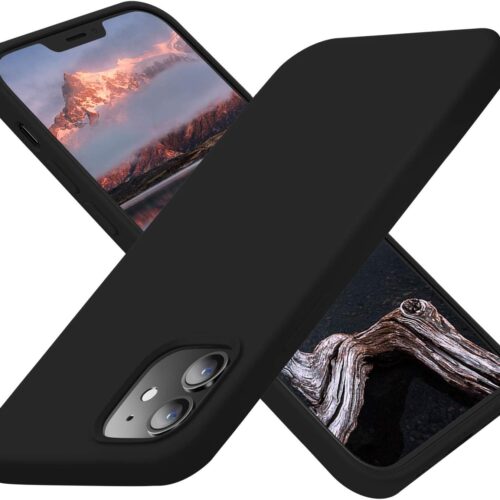 Designed for iPhone 12 Case, Designed for iPhone 12 Pro Case, Silicone Shockproof Phone Case with [Soft Anti-Scratch Microfiber Lining] 6.1 inch, Black