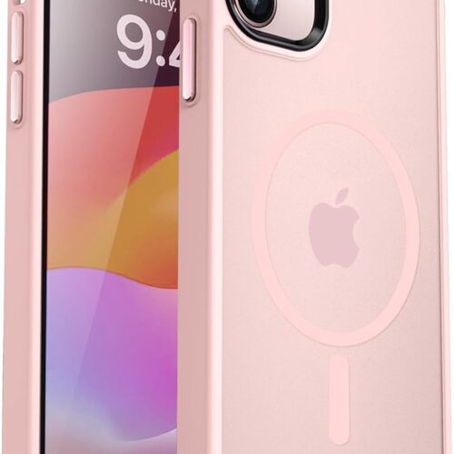 Strong Magnetic for iPhone 12 Case/iPhone 12 Pro Case, [Compatible with Magsafe][Mil-Grade Drop Protection] Slim Shockproof Translucent Protective Phone Case for iPhone 12/12 Pro, Pink