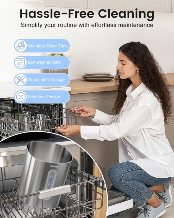 Feekaa Stainless Steel Humidifier Dishwasher Safe, 4L/1Gal Cool Mist Humidifiers for Bedroom, Easy Clean Humidifier Large Room, Humidifiers for Baby Nursery Living Room Office Plant, Black 2