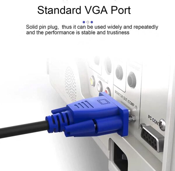 VGA Cable 6 Feet, Gold-Plated Shielded VGA Male to Male Monitor Computer Cable Adapter Cord 15 Pin HD15 1080P@60Hz Full HD High Resolution for TV Computer Projector-Blue-Upgraded 2
