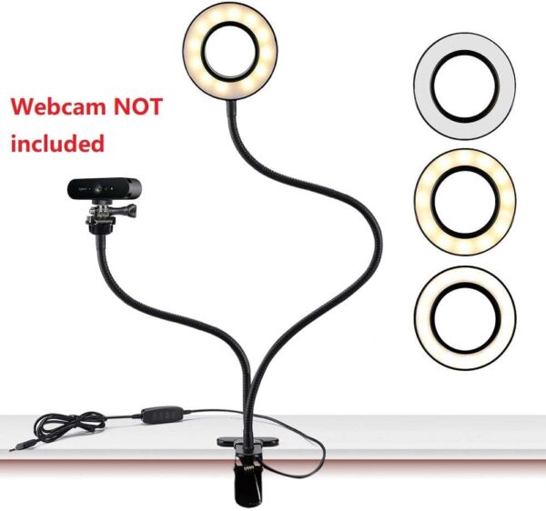 Webcam Light Stand for Live Stream, Selfie Ring Light with Webcam Mount for Logitech C925e, C922x, C930e,C922,C930,C920,C615,Brio 4K 2